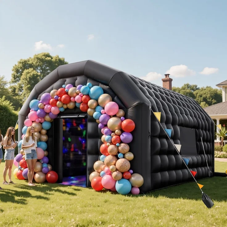 VEVOR Aufblasbares Partyzelt 5 x 4 x 3,8 m, Würfelzelt für Disco Nachtclub, Pavillon Hochzeitszelt mit 680W Gebläse, Sandsack, 2 Fenster für Veranstaltungen, Geburtstag, Hochzeit, Schwarz – Bild 8
