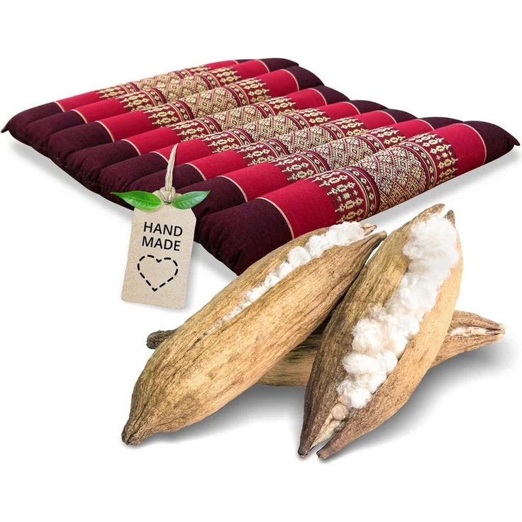 livasia Sitzkissen Steppkissen 35 cm, vegan und handgefertigt, 35x35x4,5cm, Kapok