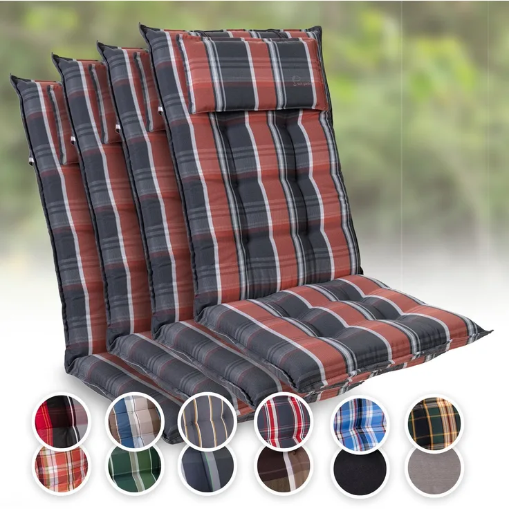 Sylt Polsterauflage Sesselauflage Kopfkissen Polyester 50 x 120 x 9 cm Schwarz / rot