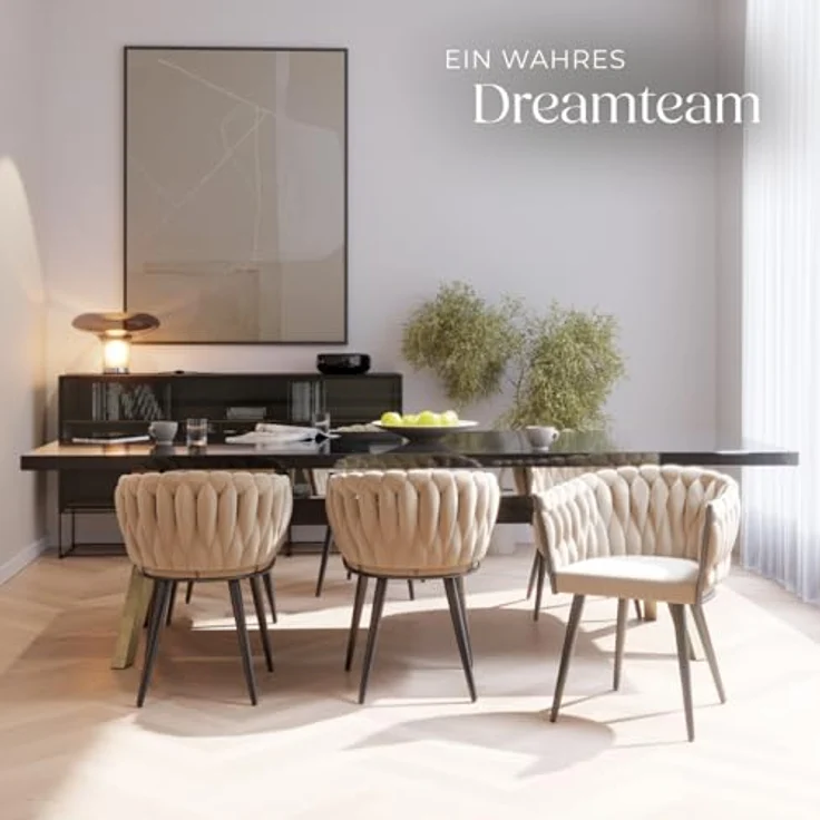 tectake Esszimmerstuhl Astano (6er Set, 6 St), gepolstert, mit Samtbezug, Knotendesign – Bild 9