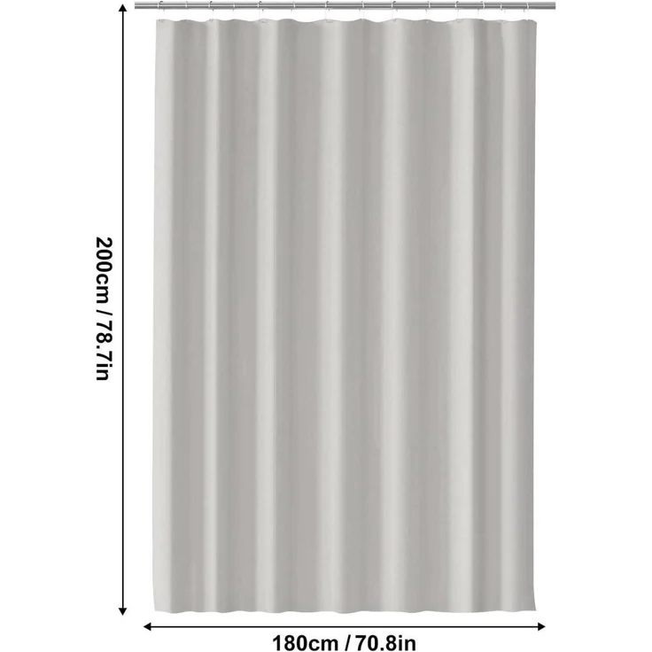 Duschvorhang 180x200 Anti-schimmel PEVA Wasserdicht Beige H200 x B180 cm – Bild 2