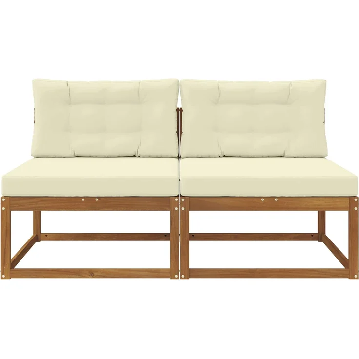 vidaXL Outdoor Mittelsofa mit Kissen 2 Stück Natur 900537 – Bild 3