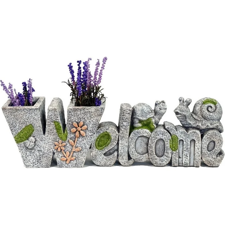 abc HOME Blumentopf Pflanzentopf Welcome, Steinoptik, Für Außenbereich geeignet – Bild 1
