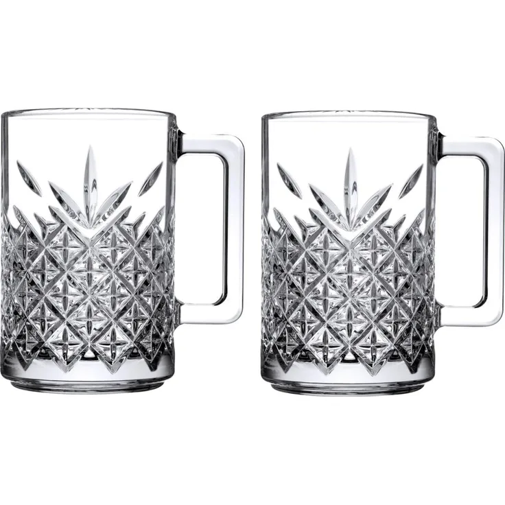Pasabahce Timeless 2er-Gläser Set mit Henkel Teeglas Kaffeeglas Kristallglas-Optik Transparent 315ml