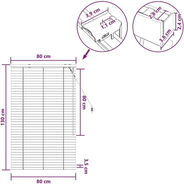 vidaXL Venezianische Jalousie Eichenoptik 80 x 130 cm 35 mm 42015312 – Bild 9
