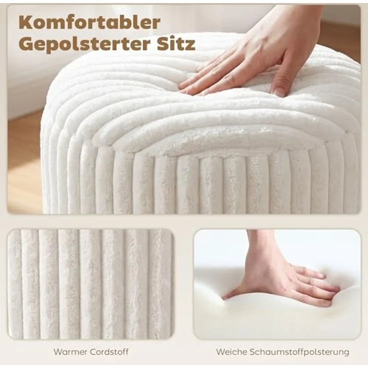 HOMCOM Sitzhocker Runder Polsterhocker (Set, 1 St, Hocker mit Stauraum), mit Stauraum, als Couchtisch nutzbar – Bild 5