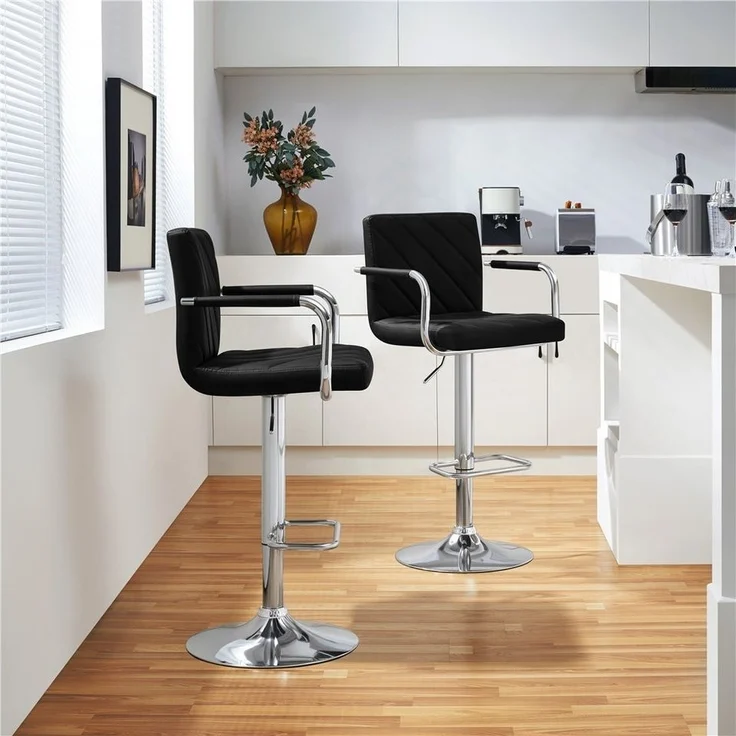 Yaheetech Barhocker 2/4-er Set (4 St), Höhenverstellbarer Barstuhl mit Armlehnen, Sitzhöhe 62,5 cm – 84,5 cm – Bild 1