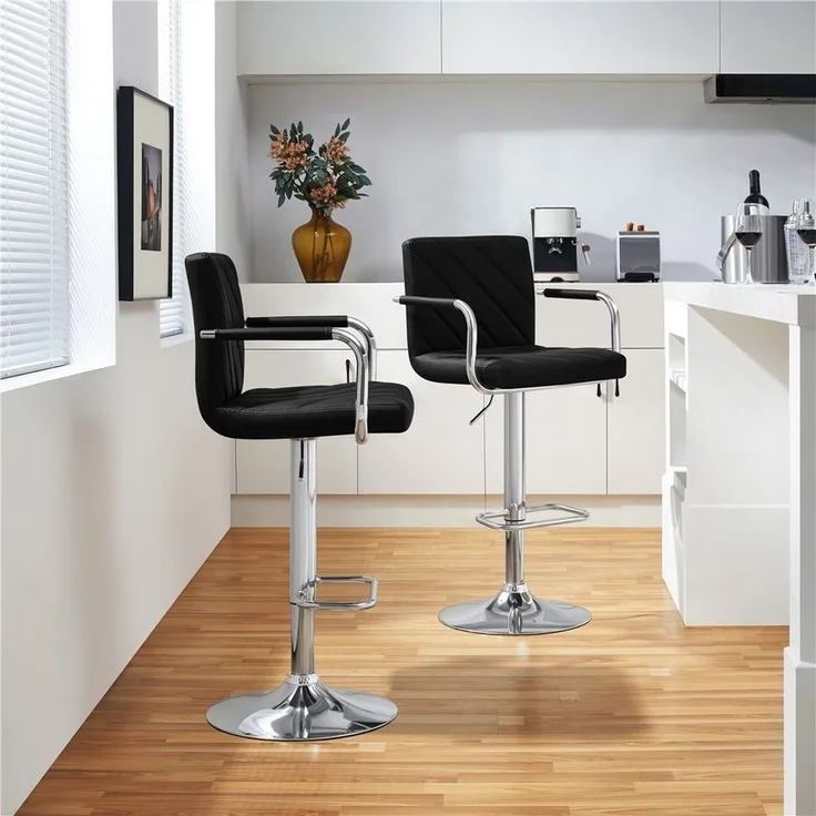 Yaheetech Barhocker 2/4-er Set (4 St), Höhenverstellbarer Barstuhl mit Armlehnen, Sitzhöhe 62,5 cm – 84,5 cm