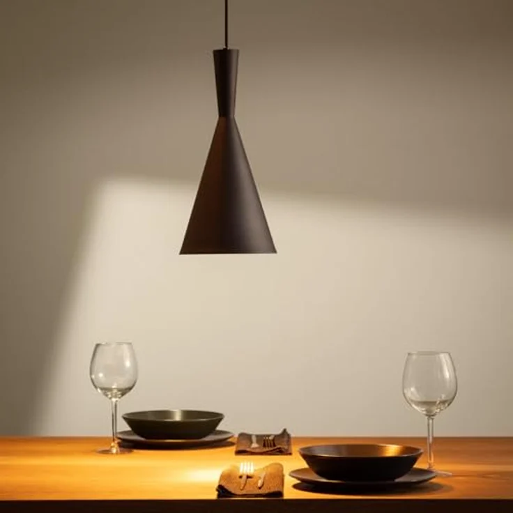 LEDKIA LIGHTING Hängeleuchte Lennon, Kegelförmiges Vintage-Design, Höhenverstellbares Kabel, Aluminium Metall, Terrakotta, Geeignet für E27-Glühlampen – Bild 2