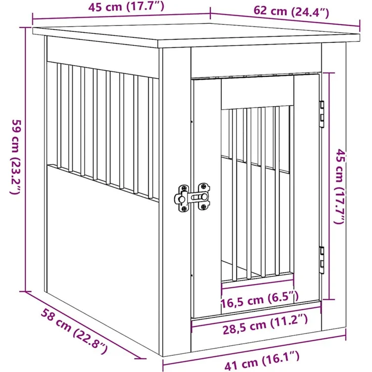 vidaXL Hundebox-Möbel Schwarze Eiche 45 x 62 x 59 cm Holzwerkstoff 862174 – Bild 12
