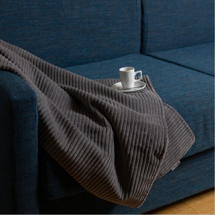 Wohndecke Kuscheldecke ELLA 140x200 cm – Wendedecke Cord & Fleece, Couchdecke, Herlag, Made in Europe, Tagesdecke – Bild 1