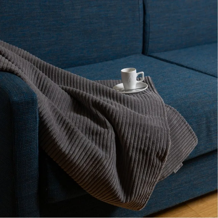 Wohndecke Kuscheldecke ELLA 140x200 cm – Wendedecke Cord & Fleece, Couchdecke, Herlag, Made in Europe, Tagesdecke