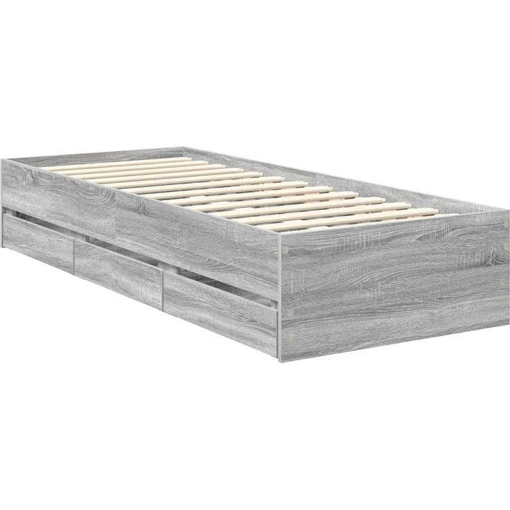 vidaXL Bettrahmen mit Kopfteil Sonoma-Grau 75 x 190 cm Ingenieurs Holz 3411872 – Bild 6