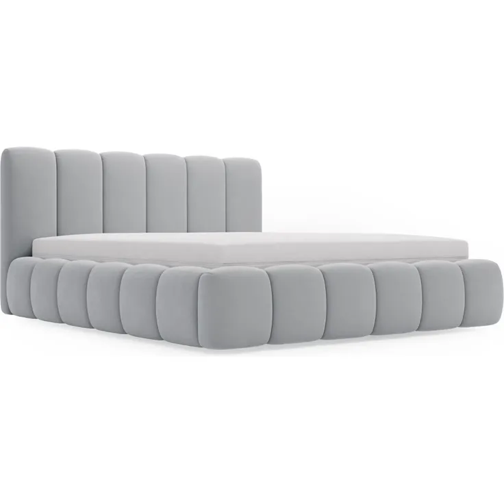 GRAINGOLD Cloud Bett 180x200, Polsterbett mit Bettkasten, Velvet-Stoff, mit Kopfteil, Hellgrau – Bild 2
