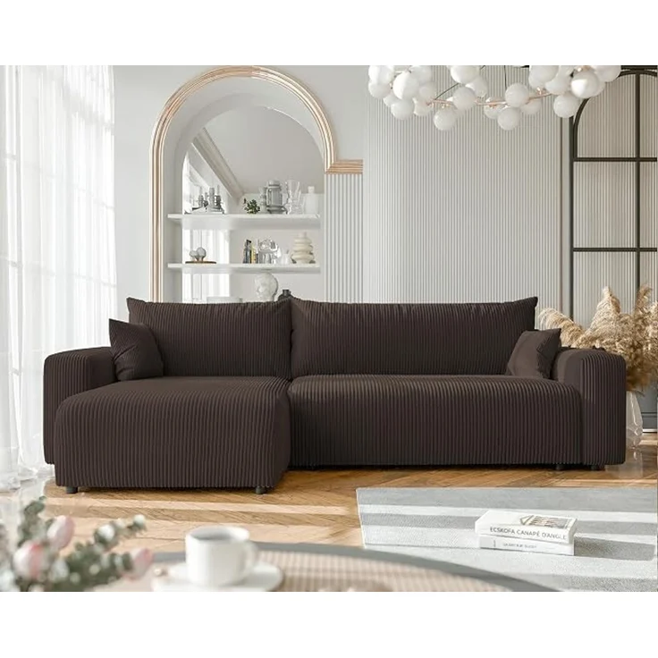 XL-Ecksofa mit Schlaffunktion & Stauraum, Braun, 278 x 145 cm – Bild 2