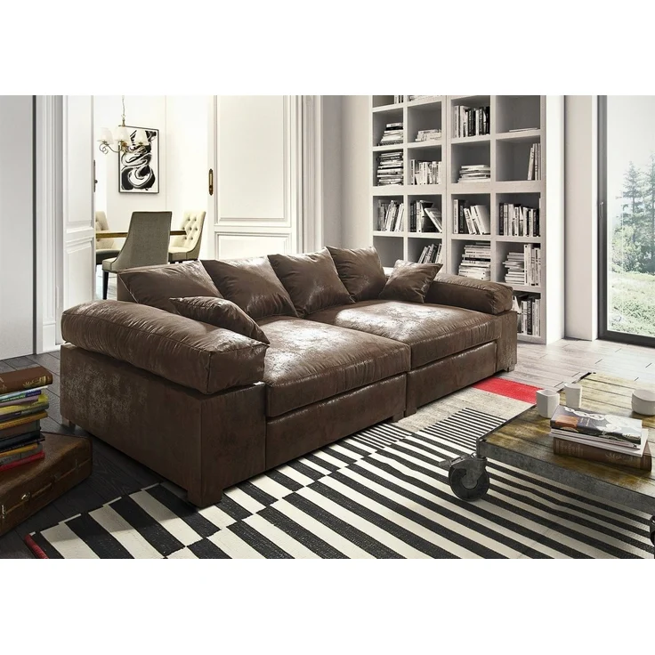 Big Sofa Couchgarnitur Megasofa Riesensofa AREZZO - Vintage Braun – Bild 3