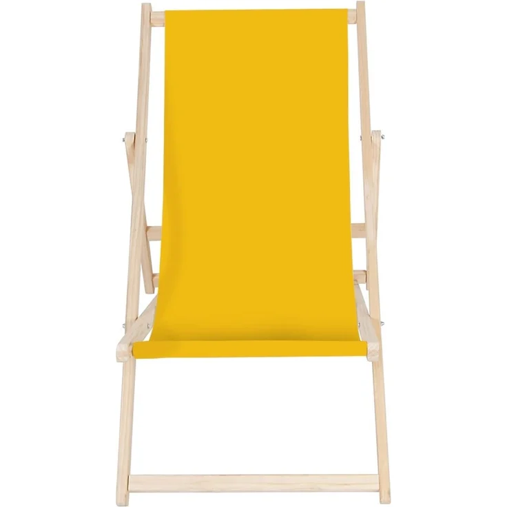 Strandliege Liegestuhl Gartenliege Klappbar Sonnenliege Holz Faltbar Gelb Outdoor-Möbel Erholung Terrasse verstellbare Rückenlehne Armlehnen – Bild 3