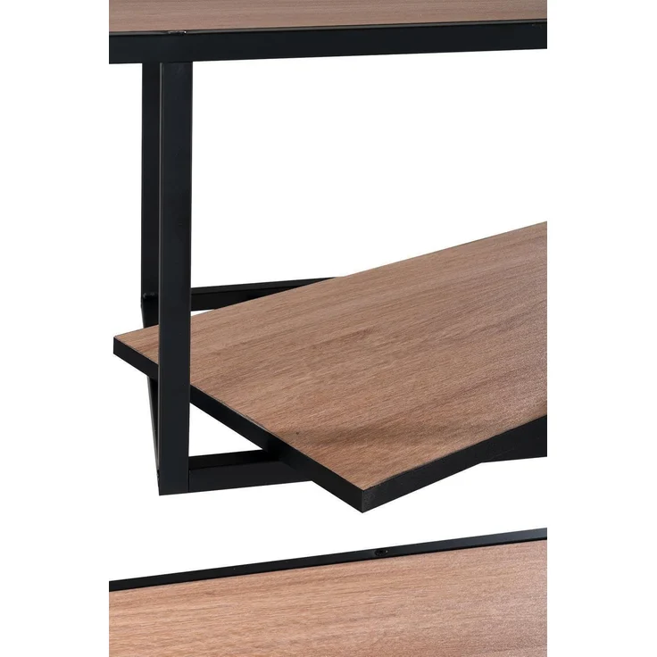 Regal Delia / 300.001753, Holzwerkstoff, Stahl, Schwarz, Holzfarben, 80 x 180 x 34 cm – Bild 4