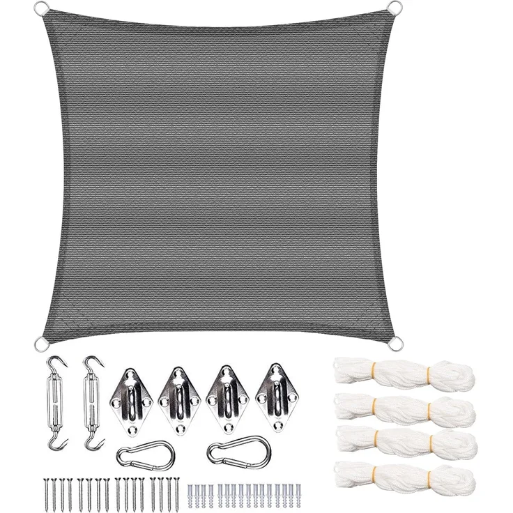 Sonnensegel Sonnenschutz HDPE Durchlässig UV Schutz grau 2x2 m