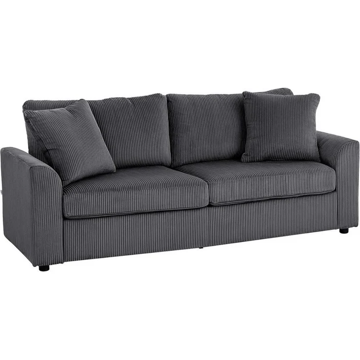 HOMCOM 3-Sitzer mit Zierkissen, Cordsofa, 212 cm breit, Couch 1 Teile, für Wohnzimmer, Schlafzimmer, Dunkelgrau – Bild 1