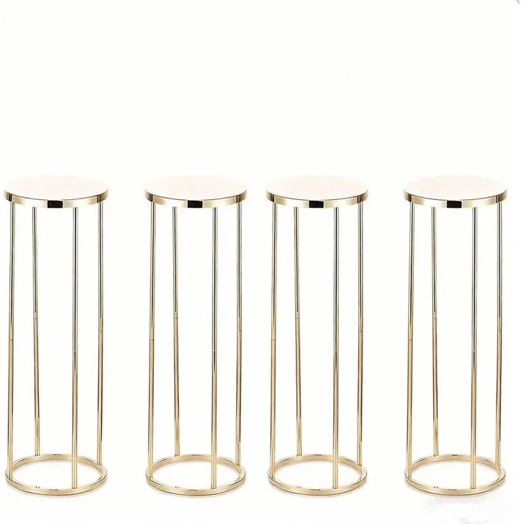 GarveeMore Blumenständer 4pcs Gold Metall Anlage Ständer, Zylinder Pedestal Ständer