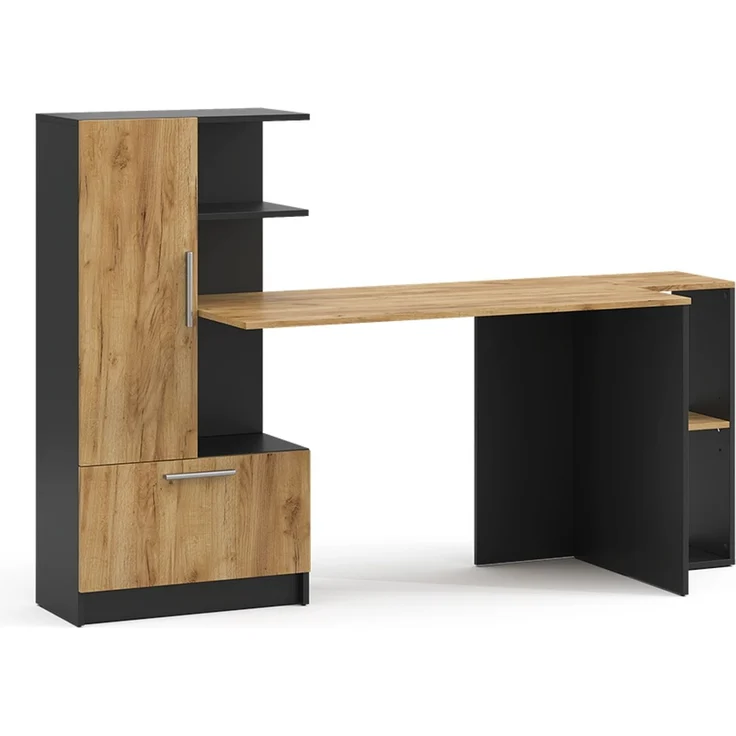Schreibtisch Tomy Anthrazit/Goldkraft Eiche 150 x 59 cm 2er Set Vicco – Bild 1