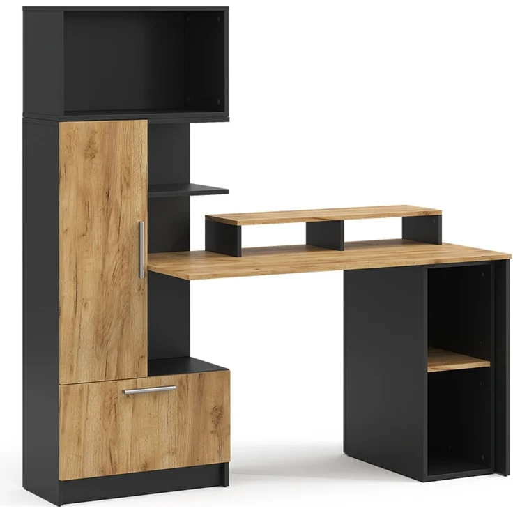 Schreibtisch Tomy Anthrazit/Goldkraft Eiche 150 x 59 cm 4er Set Vicco – Bild 1