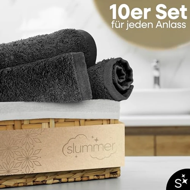 Slummer Seiftuch 10er Set Seiftücher Gesichtshandtücher 30x30 cm Waschlappen, Frottier - 100% Baumwolle (Set, 10-St), Gesichtstuch – Bild 3