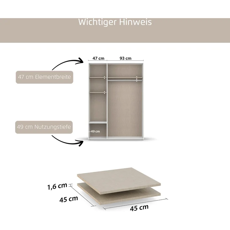 rauch Zubehör, Einlegeböden 2er-Set, für Kleiderschränke von rauch mit einer Elementbreite von 47 cm – Bild 4