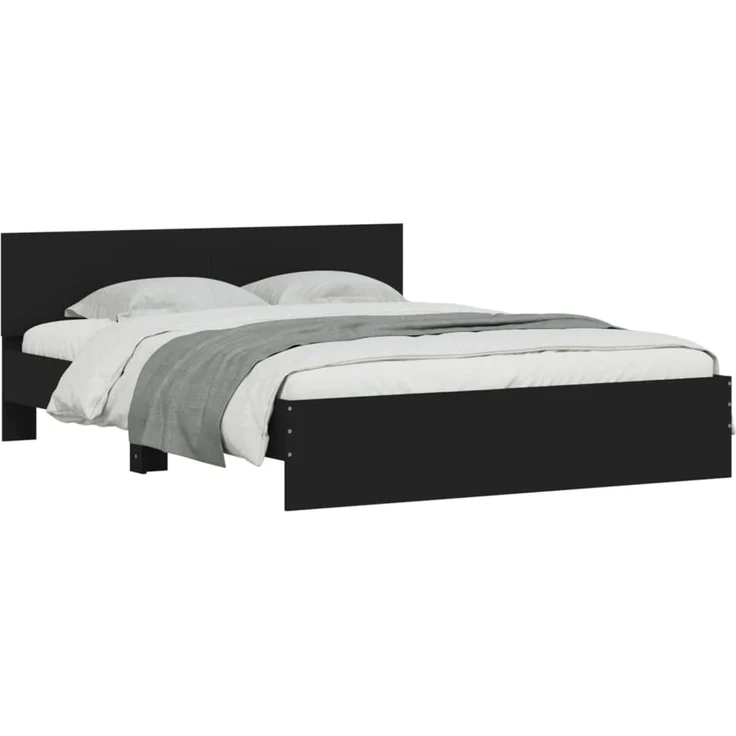 vidaXL Bettgestell mit Kopfteil Schwarz 140x200 cm 3207484 – Bild 3