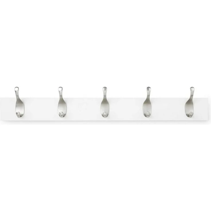 NAIPO Garderobenleiste Alsterwell Garderobenleiste, 57 cm Hakenleiste mit 5 Haken, Wandgarderobe für Mäntel, Jacken, Taschen, Weiß – Bild 1