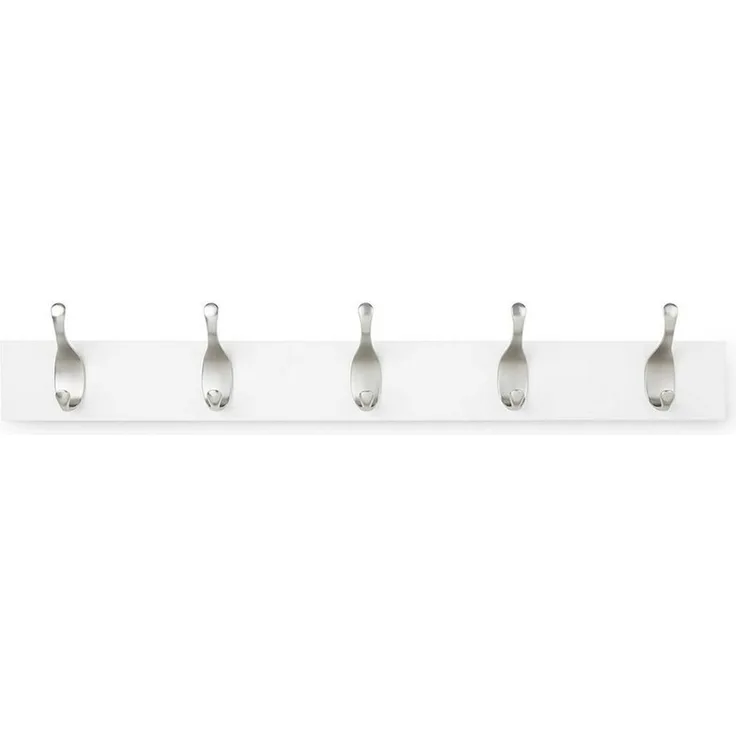 NAIPO Garderobenleiste Alsterwell Garderobenleiste, 57 cm Hakenleiste mit 5 Haken, Wandgarderobe für Mäntel, Jacken, Taschen, Weiß
