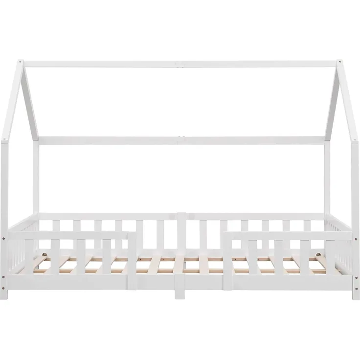 Kinderbett Sisimiut 140x200 cm mit Rausfallschutz Weiß [en. casa]
