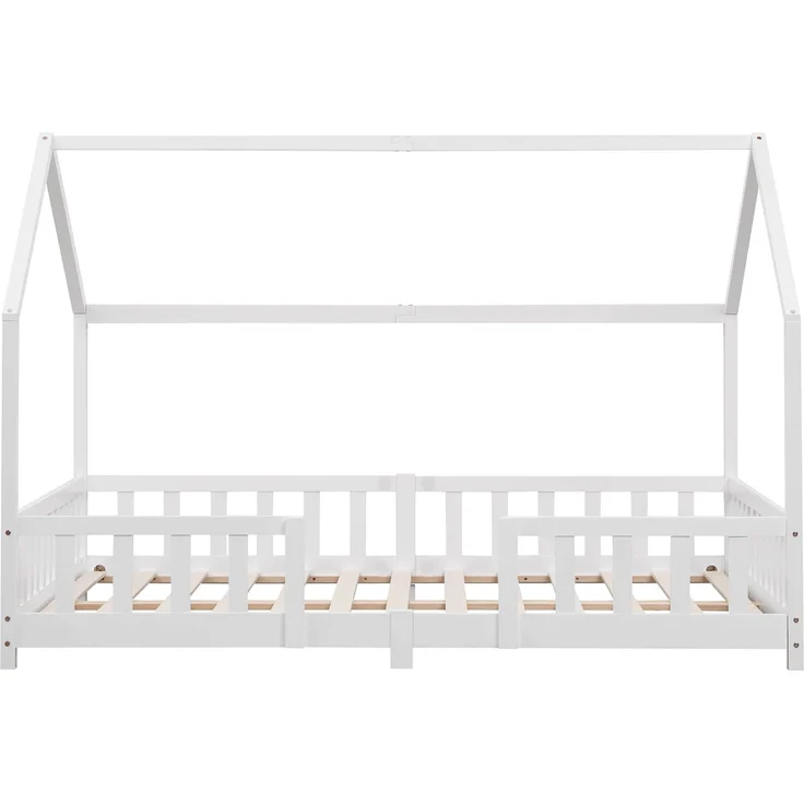 Kinderbett Sisimiut 140x200 cm mit Rausfallschutz Weiß [en. casa] – Bild 1
