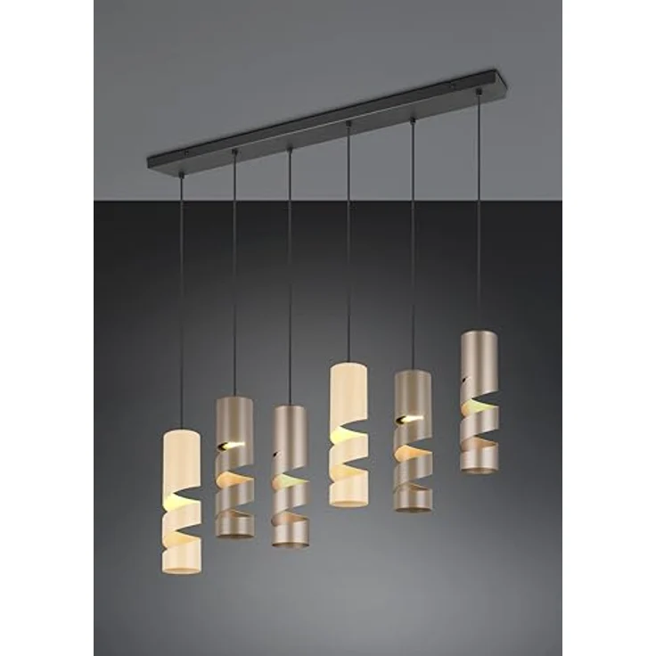 TRIO Pendelleuchte Stream, moderne hängende Leuchte in Schwarz mit Taupe und Beige, 6 Lichtquellen GU10, ideal für Wohnzimmer und Schlafzimmer, metallisch, 1000 mm breit, 1500 mm lang – Bild 2