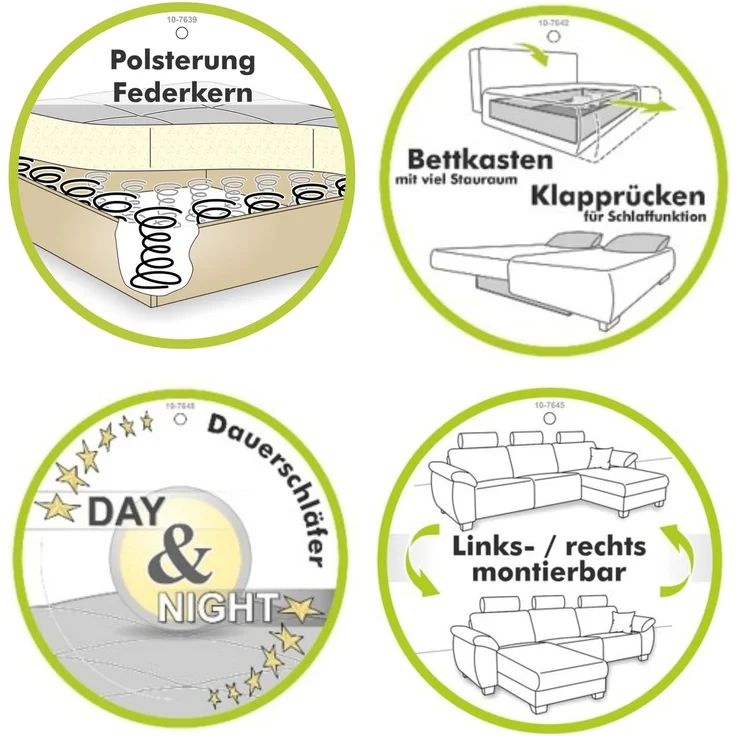 Ecksofa-Dauerschläfer Federkern Couch seitenverkehrt Bettkasten Cord Braun Taupe – Bild 7