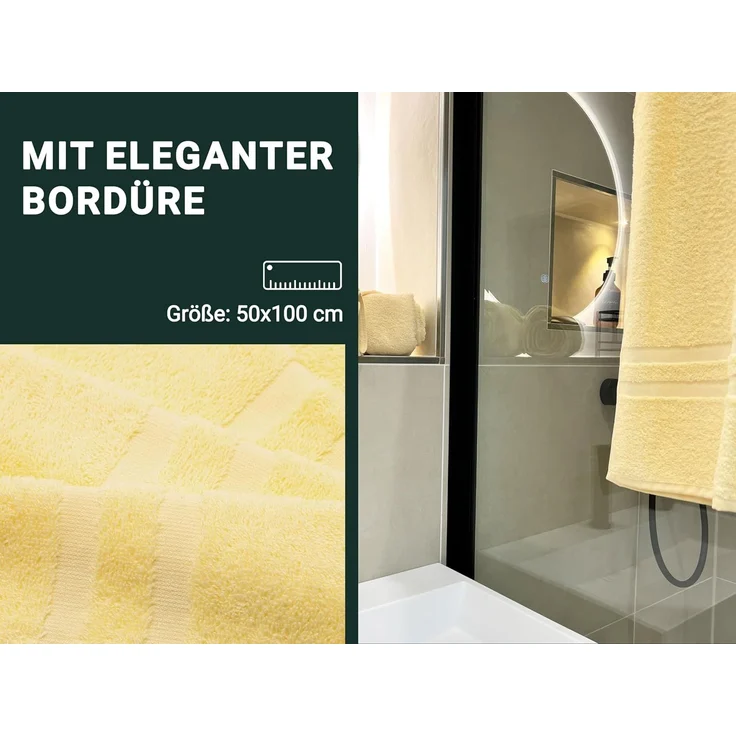 ZOLLNER 6er Set Handtücher, 50x100 cm, gelb, 100% Baumwolle – Bild 4