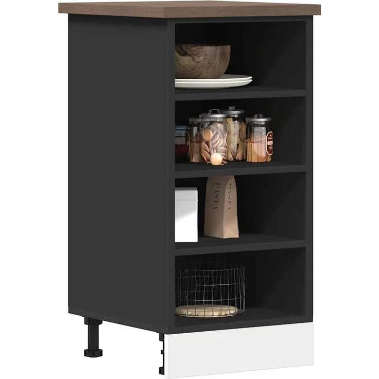 vidaXL Unterschrank Riga Schwarz 40x44,5x81,5 cm Holzwerkstoff 854203 – Bild 1