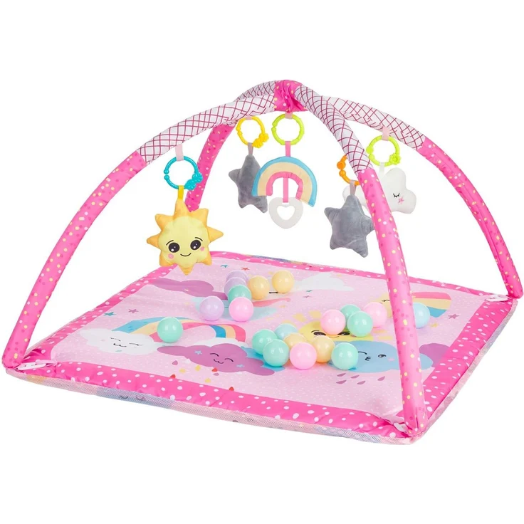 Kikkaboo Spielbogen, Krabbeldecke 2 in 1, Greiflinge, 18 Spielbälle, Bällebad pink – Bild 3