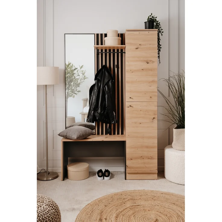 Kompaktgarderobe >Medan< in Dekor Artisan Oak / anthrazit - 122x190x37cm (BxHxT) – Bild 2
