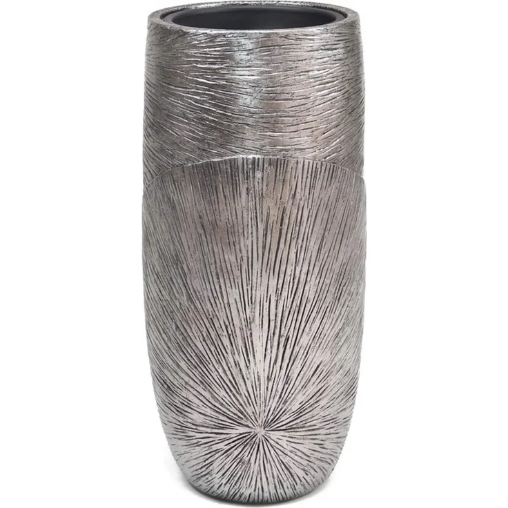 Übertopf "Edelglanz" silber, 72 cm hoch, aus Kunststein, Pflanzkübel, Blumensäule, Blumenübertopf, Pflanzgefäß für Drinnen & Draußen, Gartendeko – Bild 3