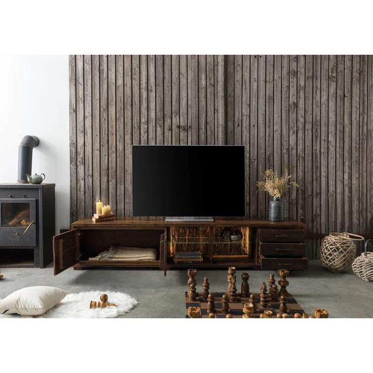 TV-Board Akazie 235x40x47 dunkelbraun lackiert BARK #216 – Bild 4