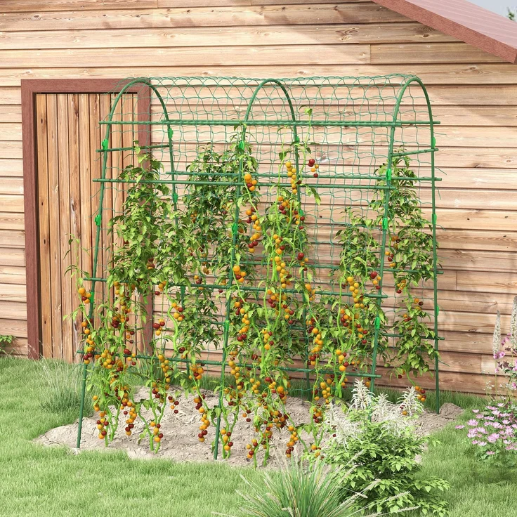 Rankgitter Rankhilfe für Kletterpflanzen verstellbares Spalier Pflanzengitter mit Netz Pflanzengerüst für Garten Balkon Stahl grün 144 x 167 x 206 cm--Grün--167x144x206cm--YOUDENOVA – Bild 2
