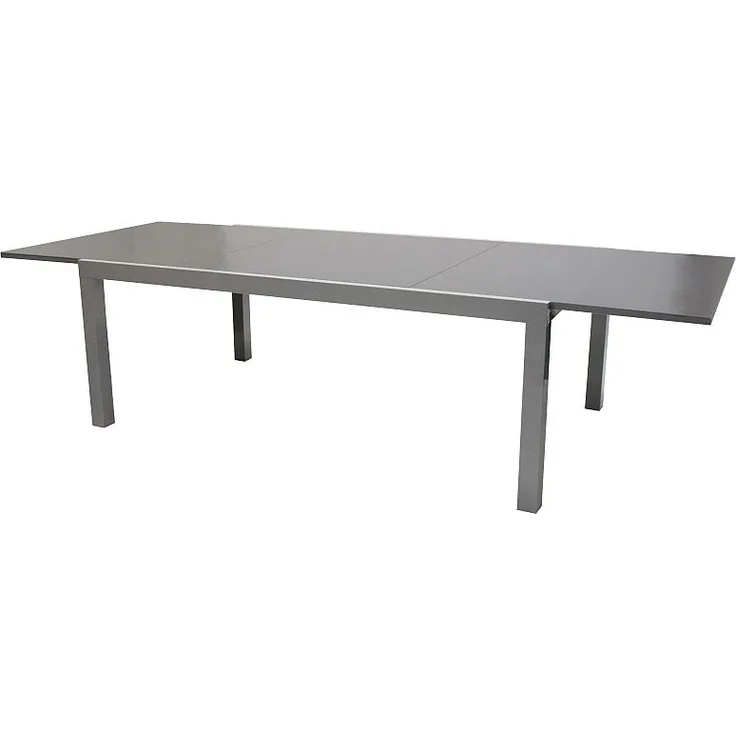 Großer Gartentisch Ausziehtisch Glas/Aluminium grau ausziehbar 180-240 cm