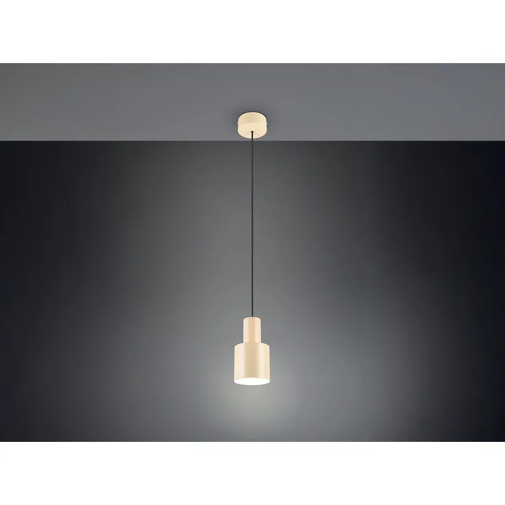 Kleine LED Pendelleuchte mit Metall Lampenschirm Beige, Ø 12cm