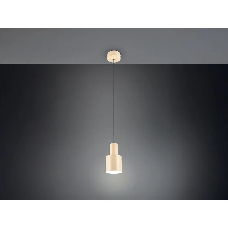 Kleine LED Pendelleuchte mit Metall Lampenschirm Beige, Ø 12cm – Bild 1