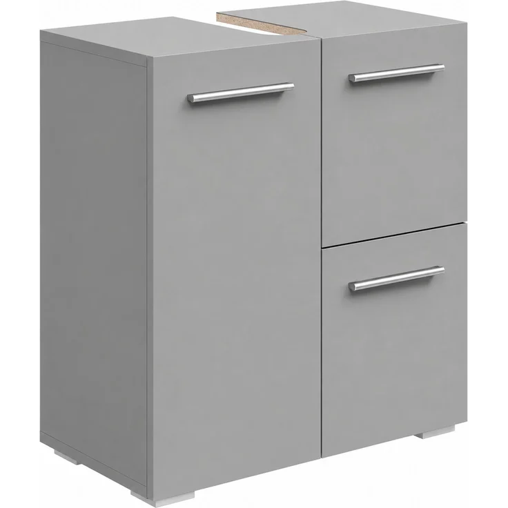 Badplaats Waschbeckenunterschrank Mars 60 x 30 cm Grau Matt - Stehender Badezimmerschrank mit 2 Türen und 1 Schublade – Bild 1