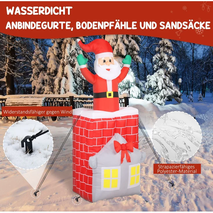 Outsunny Aufblasbare Weihnachtsdeko, Polyester, Mehrfarbig, 80L x 90B x 210H cm – Bild 6