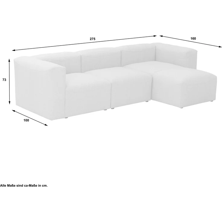 Sofa mit Longchair links Kattrina Flachgewebe creme – Bild 7