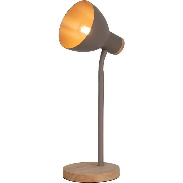 näve Schreibtischlampe Marie, ohne Leuchtmittel, Fuß und Schirm z.T. aus Holz, Schirm flexibel beweglich, E14